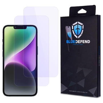 Protezione dello schermo in vetro temperato BlueDefend Anti-Blue Light per iPhone 14/16e - 2 pz.