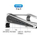 Supporto per laptop Blueendless ST708 7 in 1 con hub USB-C - Argento / Grigio