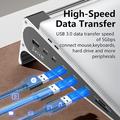 Supporto per laptop Blueendless ST708 7 in 1 con hub USB-C - Argento / Grigio