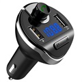 Trasmettitore Bluetooth FM e Doppio Caricatore per Auto USB T20 - Nero
