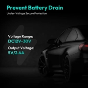 Kit di installazione fissa per dash cam Botslab - USB-C, monitoraggio parcheggio 24 ore su 24, 7 giorni su 7, protezione da bassa tensione - Nero