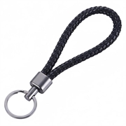 Portachiavi in pelle PU intrecciata - Nero