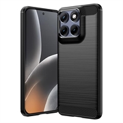 Custodia in TPU spazzolato per Motorola Edge 70 Fusion/70 Fusion+ - Fibra di Carbonio - Nera