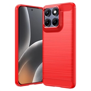 Custodia in TPU spazzolato per Motorola Edge 70 Fusion/70 Fusion+ - Fibra di Carbonio - Rossa
