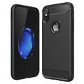 iPhone X / iPhone XS Brushed TPU Case - Carbon Fiber - Black