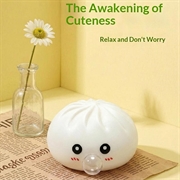 Giocattolo antistress squishy dumpling che fa bolle, con cestello per cottura a vapore - Bianco