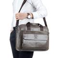 Bullcaptain 046 Borsa da uomo in pelle per laptop e crossbody - 40 x 30 x 7 cm - Grigio