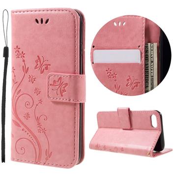 Custodia a portafoglio per iPhone 7/8/SE (2020)/SE (2022) serie Butterfly - Rosa