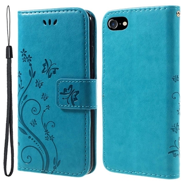 Custodia a portafoglio per iPhone 7/8/SE (2020)/SE (2022) serie Butterfly - Blu