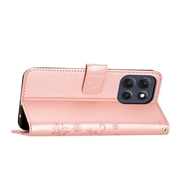 Custodia a portafoglio per Motorola Moto G86 serie Butterfly - Rosa Oro