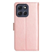 Custodia a portafoglio per Motorola Moto G86 serie Butterfly - Rosa Oro