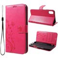 Custodia a Portafoglio Farfalla per iPhone XR - Rosa Neon