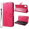 Custodia a Portafoglio Farfalla per iPhone XS Max - Rosa Neon