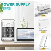 Ventilatore portatile CF-006 - Alimentazione USB, 4 velocità, timer, serbatoio dell\'acqua da 700ml - Bianco