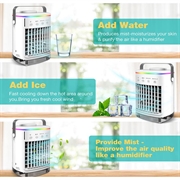 Ventilatore portatile CF-006 - Alimentazione USB, 4 velocità, timer, serbatoio dell\'acqua da 700ml - Bianco