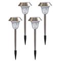 CIS-57453A Confezione da 4 lampade solari da giardino in acciaio inossidabile - IP65 - Bianco caldo e RGB