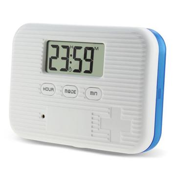 CR-211 Organizzatore intelligente di pillole a 6 scomparti con timer - Blu / Bianco