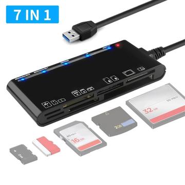 Lettore di schede multifunzione USB 3.0 CR7 - Schede CF/SD/MS/TF - Nero