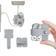 Organizer in silicone per cavi e auricolari con bottone a scatto in metallo - Grigio
