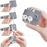 Organizer in silicone per cavi e auricolari con bottone a scatto in metallo - Grigio