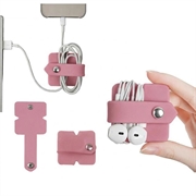 Organizer in silicone per cavi e auricolari con bottone a scatto in metallo - Rosa