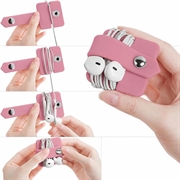 Organizer in silicone per cavi e auricolari con bottone a scatto in metallo - Rosa