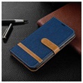 Custodia a Portafoglio Canvas Diary per Samsung Galaxy M10 - Blu Scuro