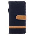 Custodia a Portafoglio Canvas Diary per Samsung Galaxy J3 (2017) - Nera