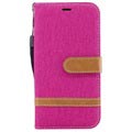 Custodia a Portafoglio Canvas Diary per Samsung Galaxy J3 (2017) - Rosa Neon