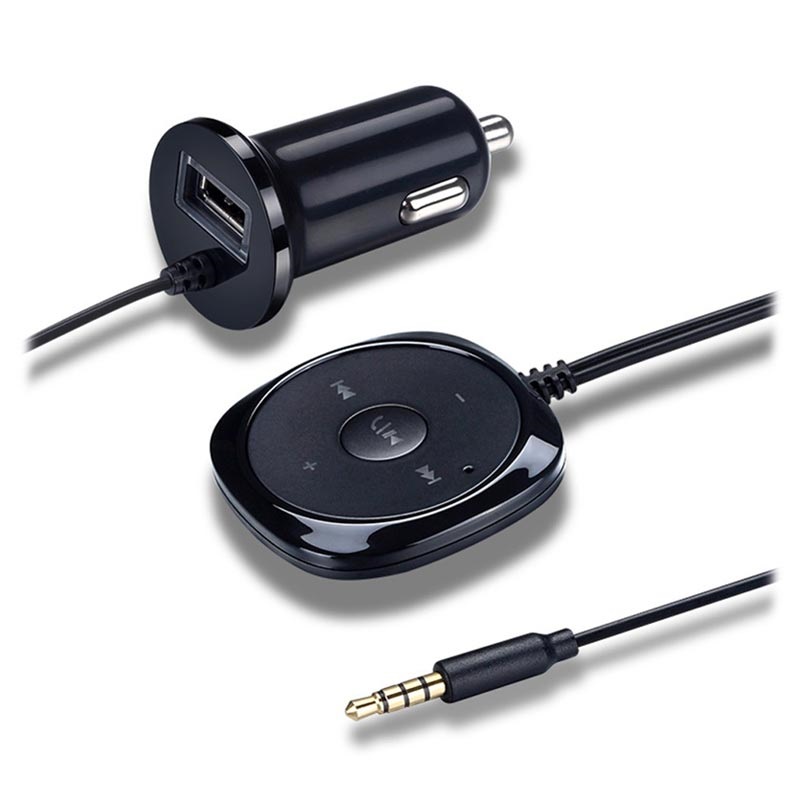 Caricabatteria da auto Bluetooth hands-free car kit 2.1A USB 3,5 mm chiamate musica e auto AUX cavo senza fili 