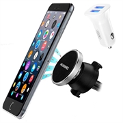 Kit da auto essenziale - Doppio caricatore USB e supporto magnetico per telefono