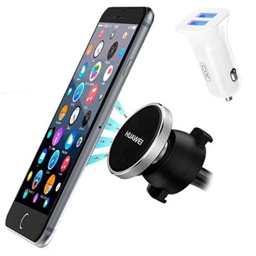 Kit da auto essenziale - Doppio caricatore USB e supporto magnetico per telefono