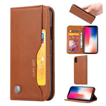 Custodia a Portafoglio per iPhone XS Max - Serie Card Set - Marrone