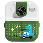 Fotocamera con stampa termica Cartoon Animal Design P02 con obiettivo ruotabile - Verde