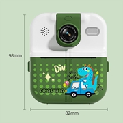 Fotocamera con stampa termica Cartoon Animal Design P02 con obiettivo ruotabile - Verde