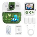 Fotocamera con stampa termica Cartoon Animal Design P02 con obiettivo ruotabile - Verde
