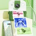 Fotocamera con stampa termica Cartoon Animal Design P02 con obiettivo ruotabile - Verde