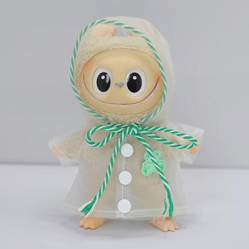 Impermeabile con cappuccio per bambola Labubu 17cm con stampa orso cartoon