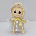 Impermeabile con cappuccio per bambola Labubu 17 cm con stampa orso cartoon - Giallo