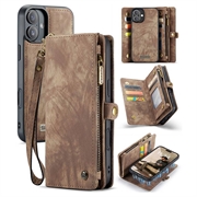 Custodia a portafoglio multifunzionale 2 in 1 Caseme 008 per iPhone 16 Plus - Marrone