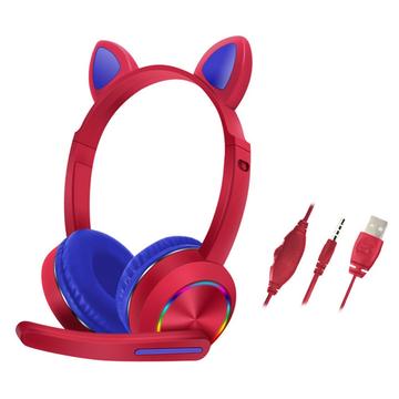 Cat Ears AKZ-020 Cuffie cablate over-ear per bambini / Cuffie da gioco con microfono - Rosso