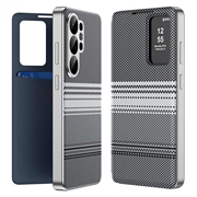 Custodia a libro Smart View per Samsung Galaxy S26 Ultra con motivo a scacchi e scomparto per carte