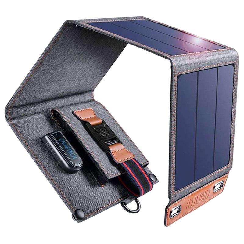 Pannello solare pieghevole Choetech - USB, 14W - Nero