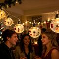 Luci LED a catena natalizie con pupazzi di neve e palline trasparenti – 10 LED bianco caldo - 2m