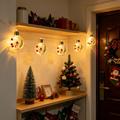 Luci LED a catena natalizie con pupazzi di neve e palline trasparenti – 10 LED bianco caldo - 2m