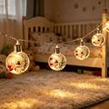 Luci LED a catena natalizie con pupazzi di neve e palline trasparenti – 10 LED bianco caldo - 2m