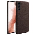 Custodia in Plastica Rivestita in Tessuto per Samsung Galaxy S23 5G - Marrone