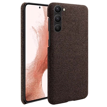 Custodia in Plastica Rivestita in Tessuto per Samsung Galaxy S23 5G - Marrone