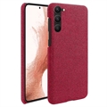 Custodia in Plastica Rivestita in Tessuto per Samsung Galaxy S23 5G - Rossa