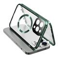 Compatibile con la custodia MagSafe per iPhone 15 Pro Telaio metallico magnetico + copertura del telefono in vetro temperato su entrambi i lati con chiusura a fibbia - Verde